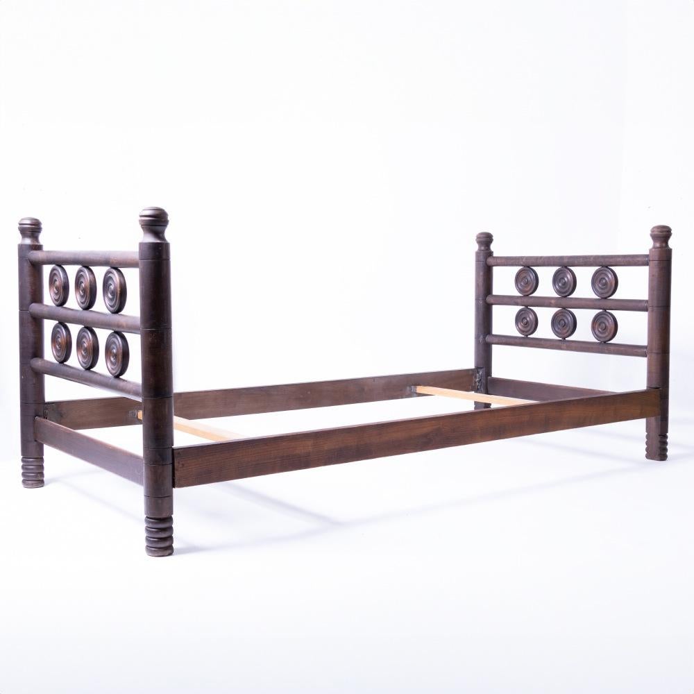 1940's French Carved Wood Bed by Charles Dudouyt For Sale 11