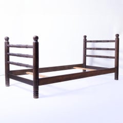Charles Dudouyt 1940s French Carved Wood Bed