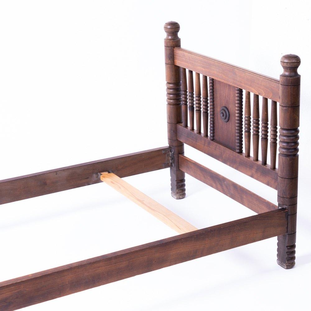 1940's French Carved Wood Bed by Charles Dudouyt In Good Condition In Los Angeles, CA