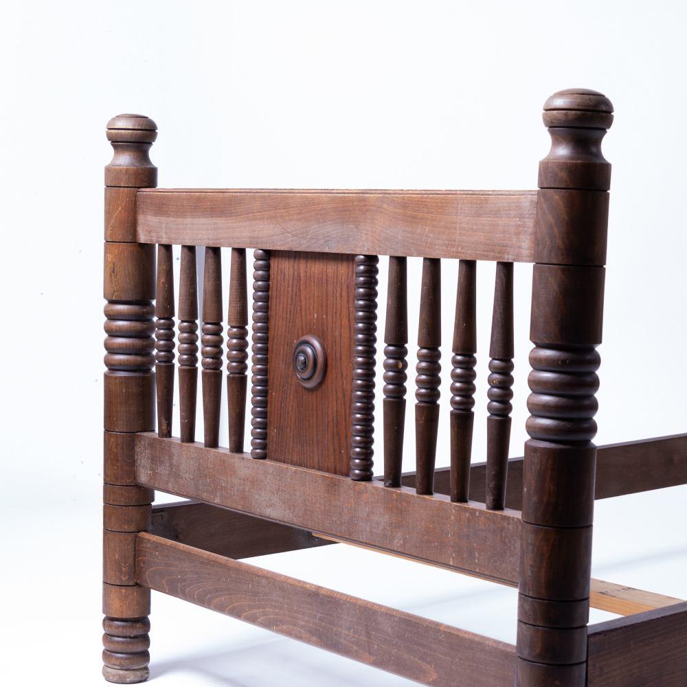 1940's French Carved Wood Bed by Charles Dudouyt 2