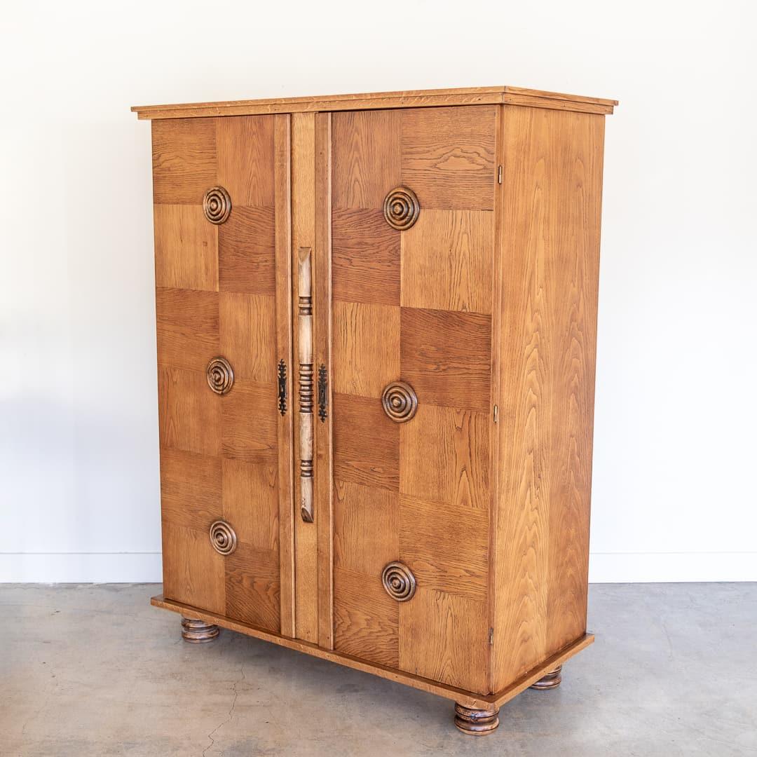 1940s French Carved Wood Cabinet by Charles Dudouyt In Good Condition For Sale In Los Angeles, CA