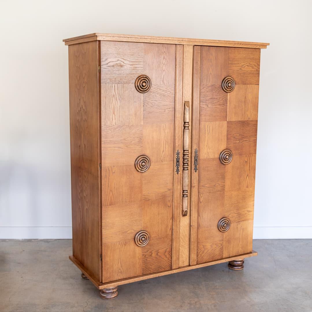 20th Century 1940s French Carved Wood Cabinet by Charles Dudouyt For Sale