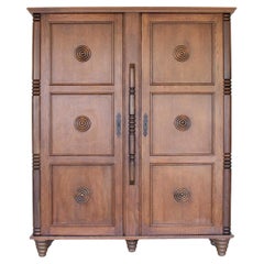 1940s French Carved Wood Cabinet by Charles Dudouyt