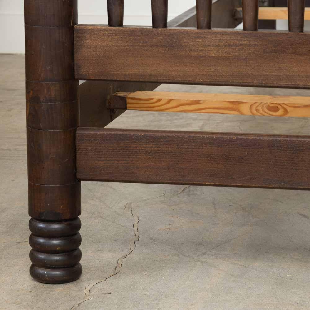 1940s French Carved Wood Double Bed by Charles Dudouyt For Sale 5