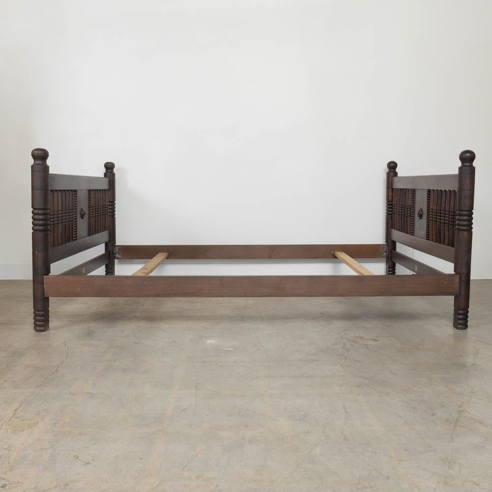 1940s French Carved Wood Double Bed by Charles Dudouyt In Good Condition For Sale In Los Angeles, CA