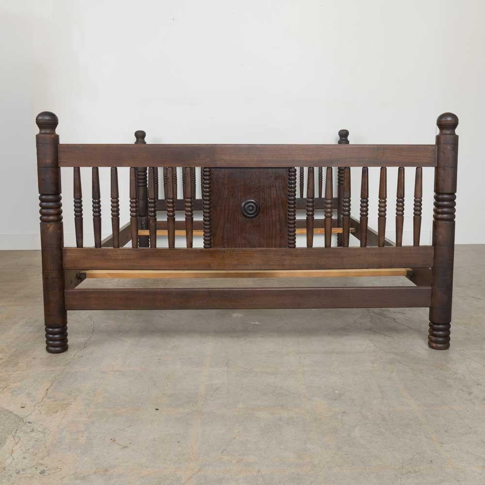 20th Century 1940s French Carved Wood Double Bed by Charles Dudouyt For Sale