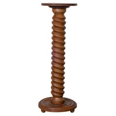 1940s French Carved Wood Pedestal Table