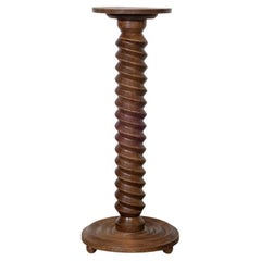 1940s French Carved Wood Pedestal Table