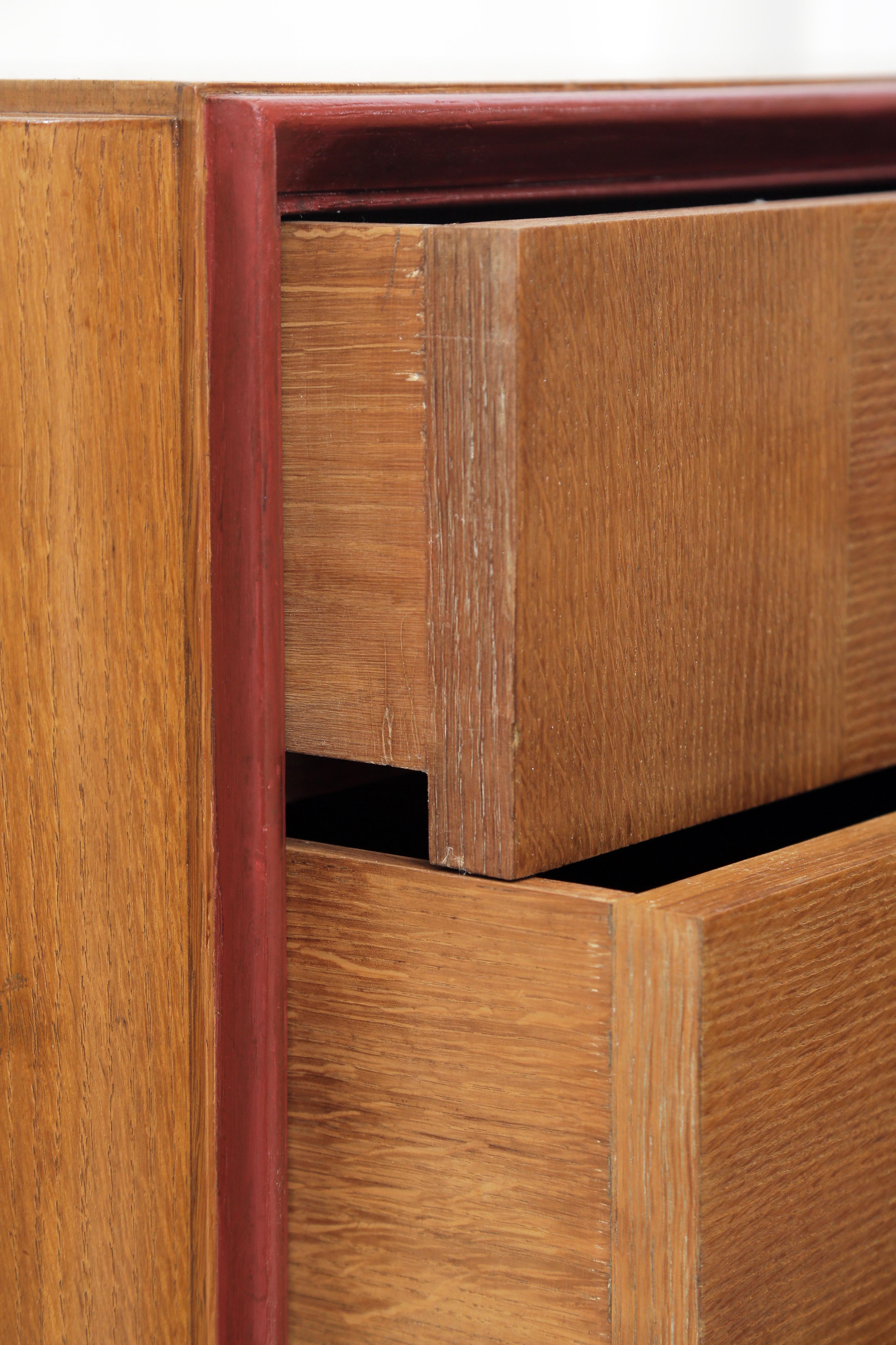 1940s French Cerused Golden Oak Checkerboard Cabinet in the Style of Dupré-Lafon 7