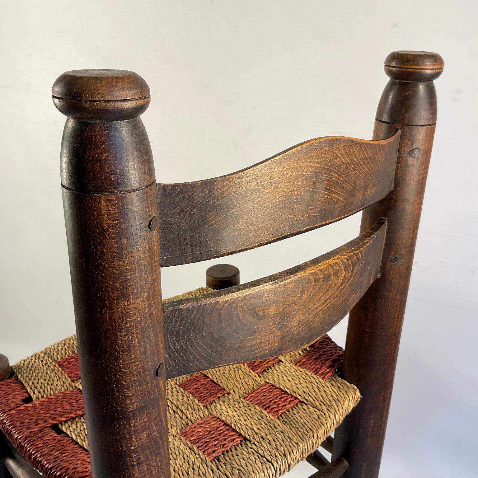 Hand-Woven 1940s French Chair by Charles Dudouyt with a unique two-tone rush weave For Sale