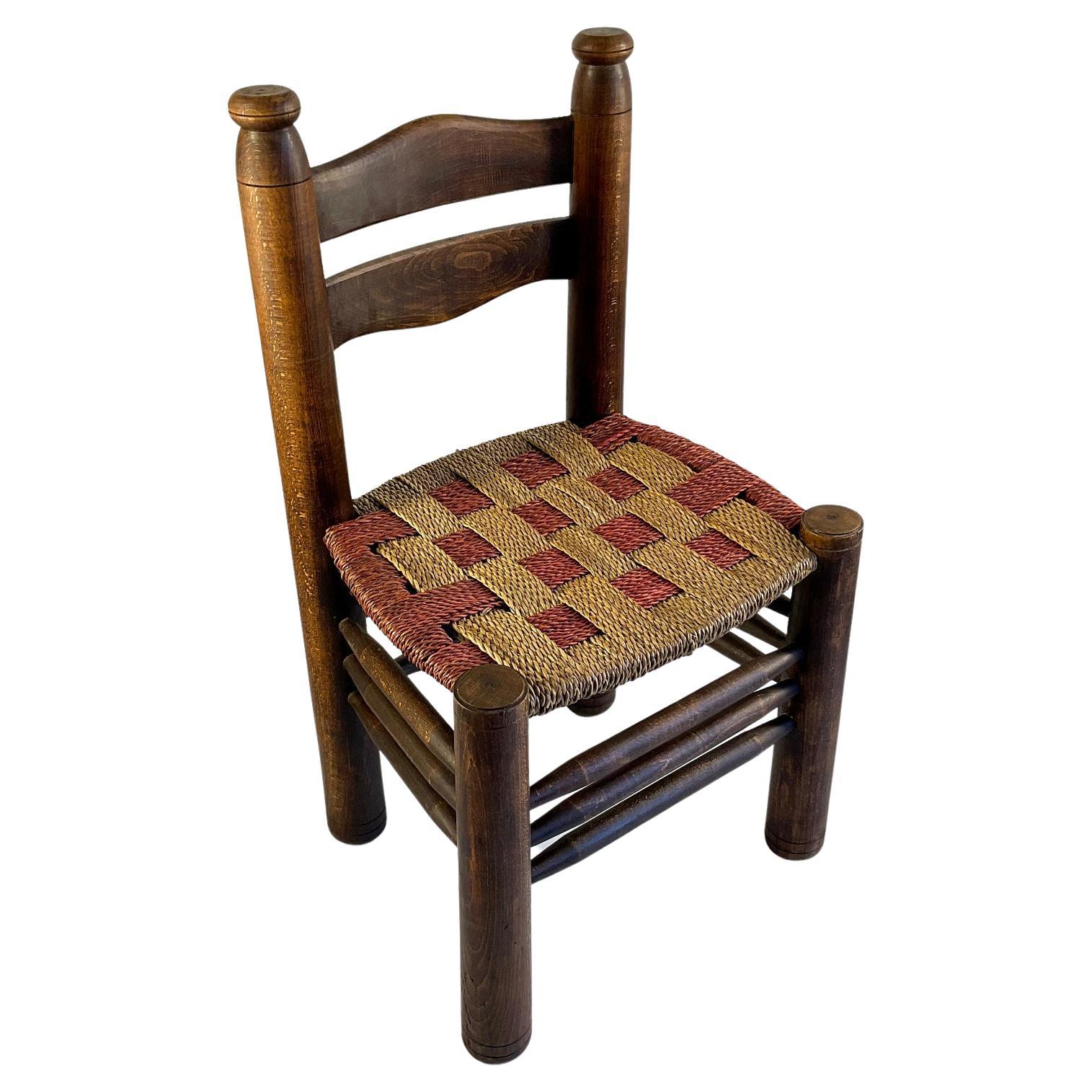 1940s French Chair by Charles Dudouyt with a unique two-tone rush weave For Sale
