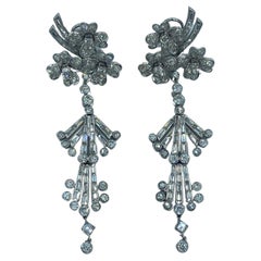 Used 1940s French chandelier diamond detachable earrings