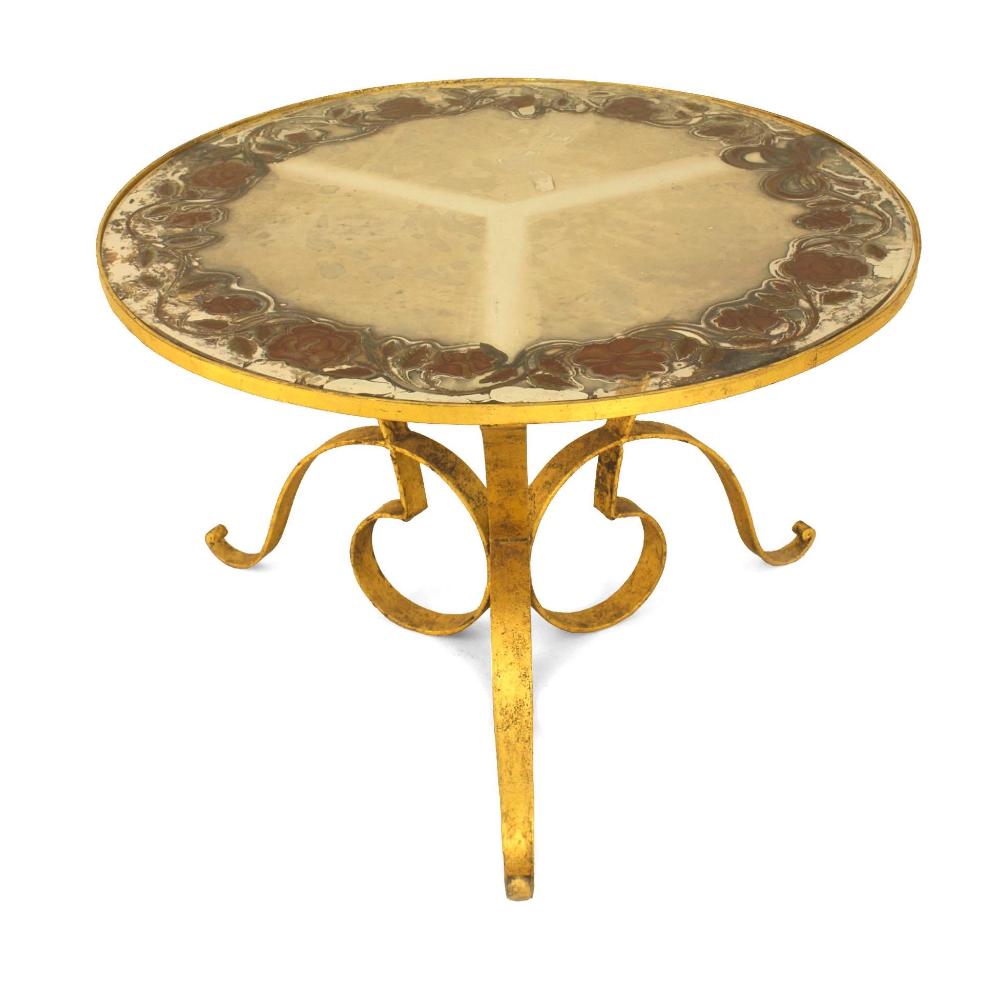 Art Deco French Gilded Gilt Iron Coffee Table For Sale
