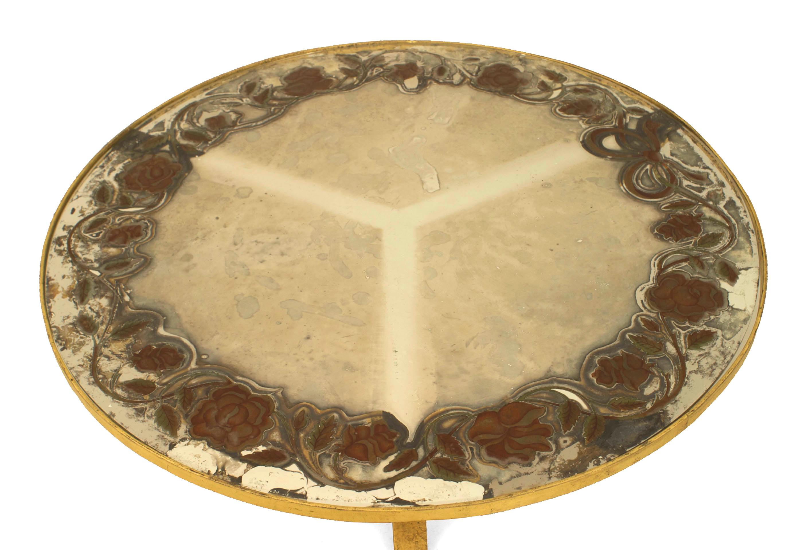 Hammered French Gilded Gilt Iron Coffee Table For Sale