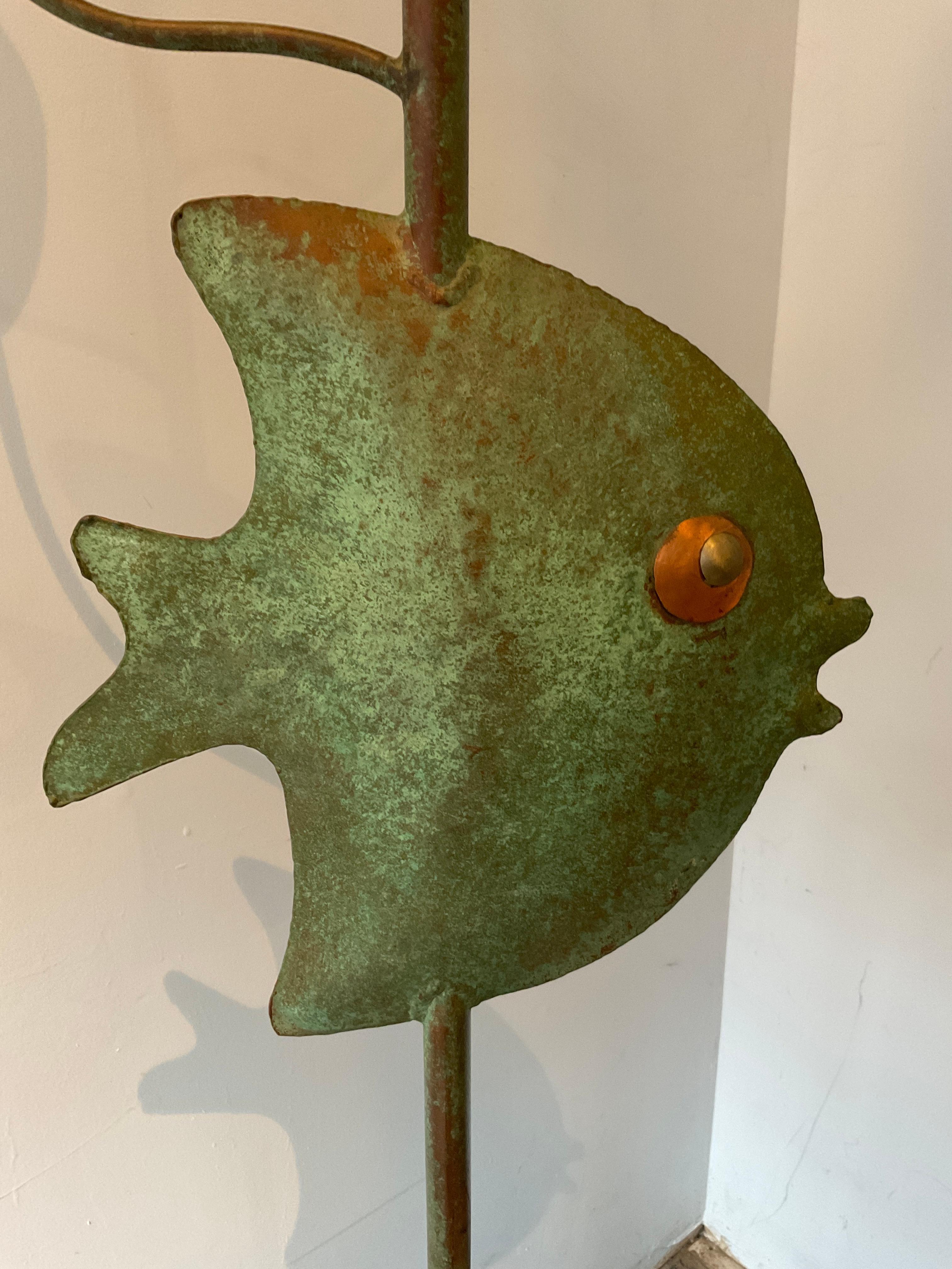 1940s French Copper Fish Floor Lamp For Sale 6