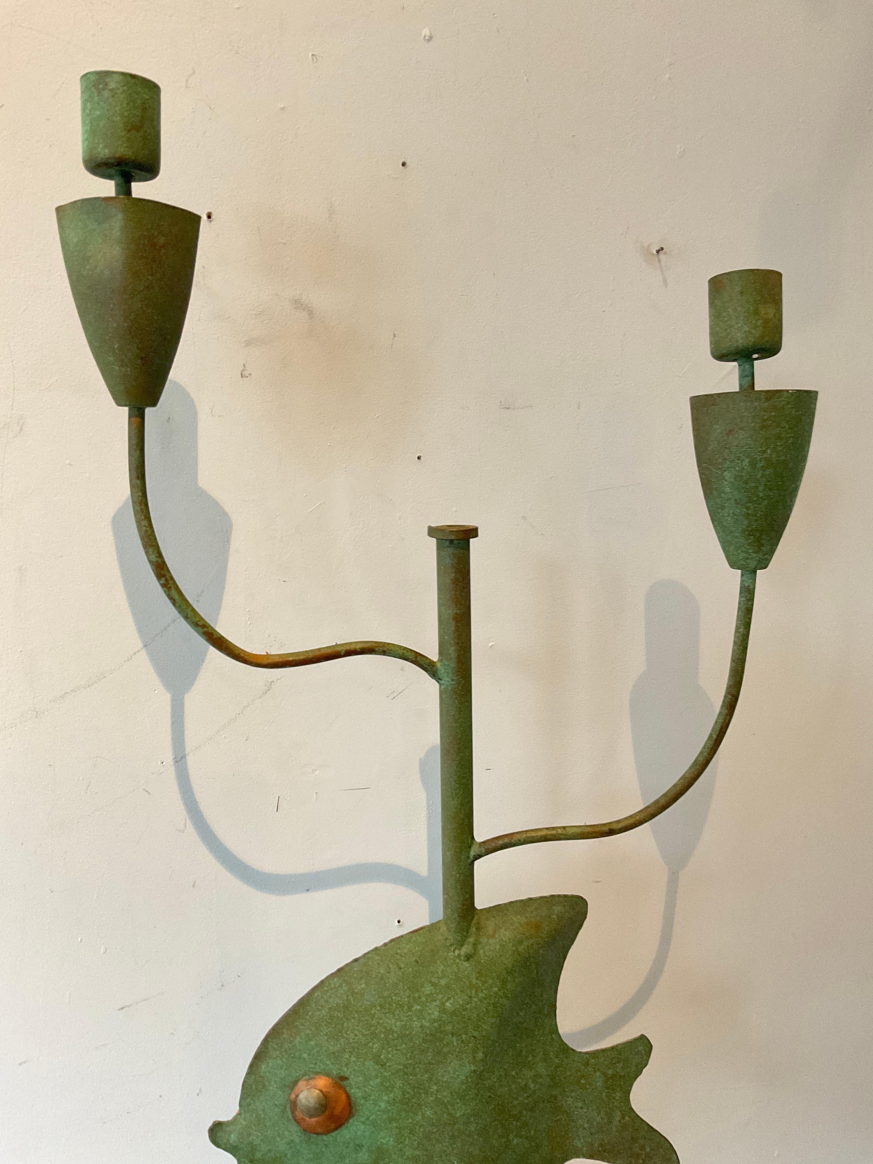 1940s French Copper Fish Floor Lamp In Good Condition For Sale In Tarrytown, NY