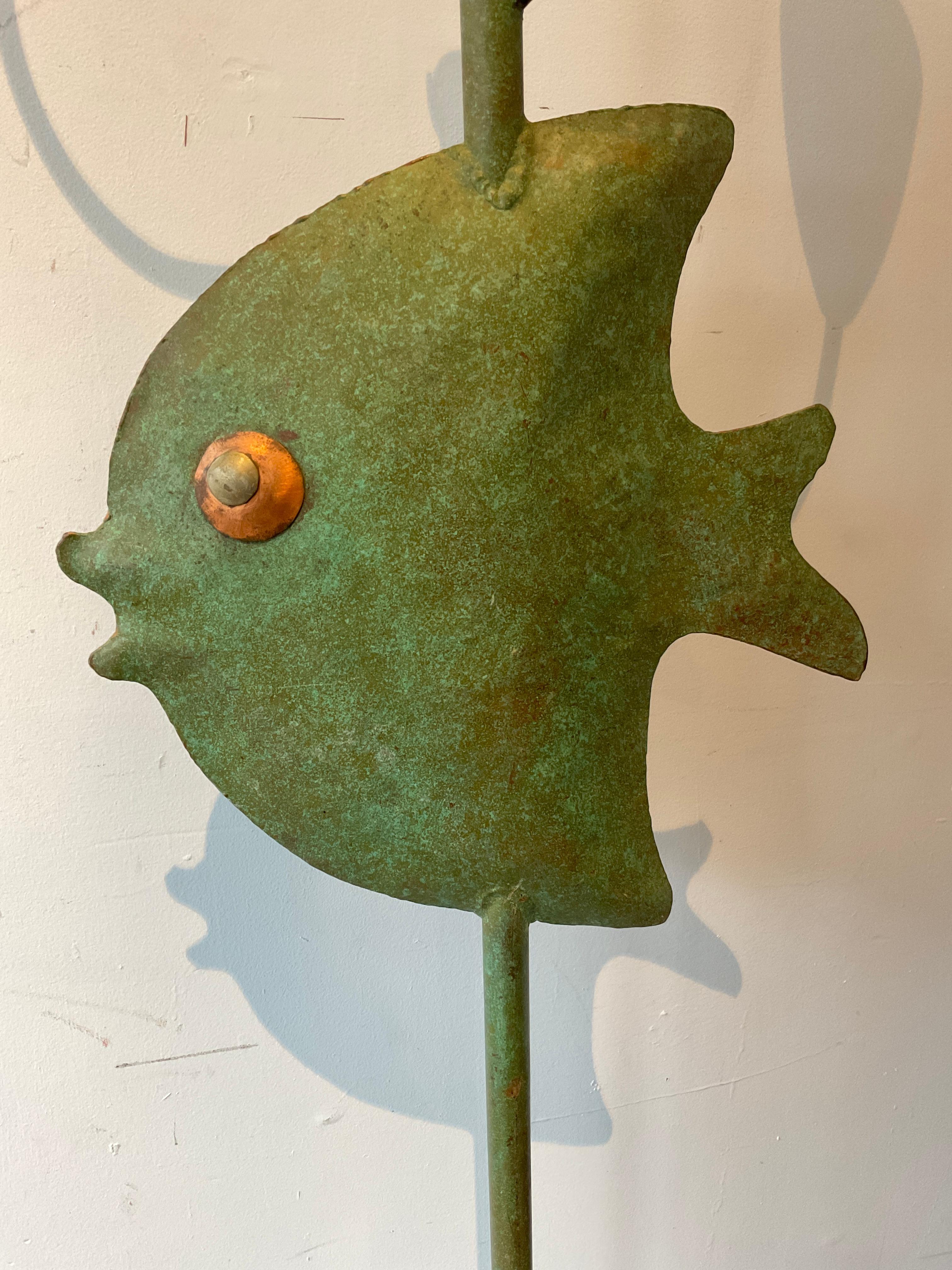 1940s French Copper Fish Floor Lamp For Sale 1