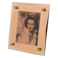 1940s French Copper Pink Mirror Glass Picture Frame
