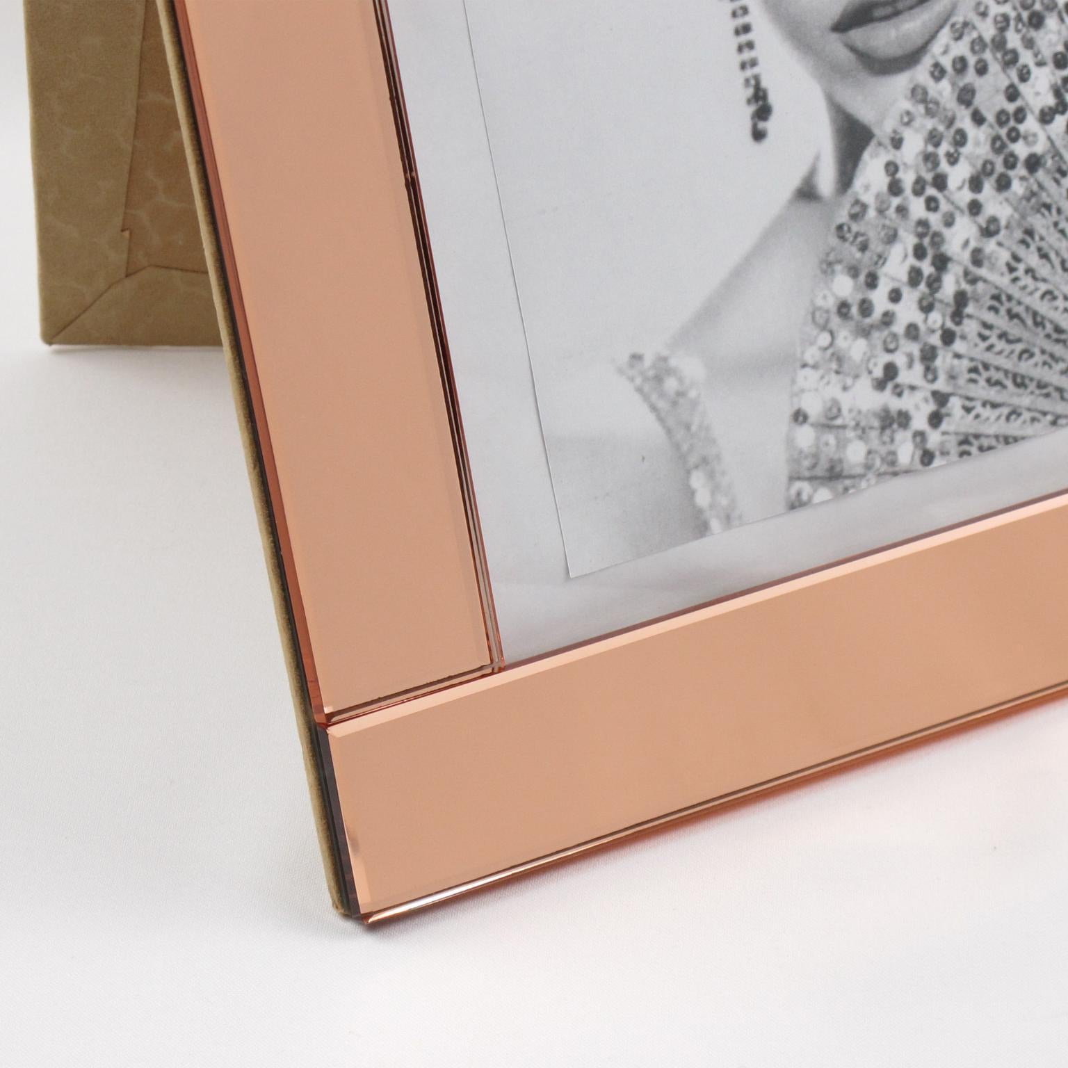 Mid-20th Century 1940s French Copper Pink Mirror Large Picture Photo Frame