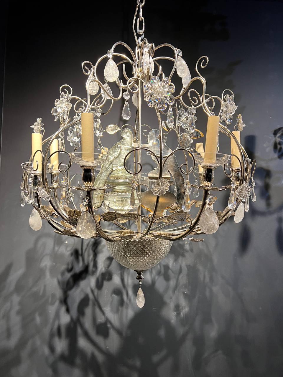 1940’s French Crystal Bird Cage Chandelier For Sale 1