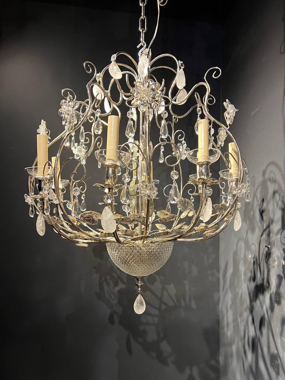 1940’s French Crystal Bird Cage Chandelier For Sale 2