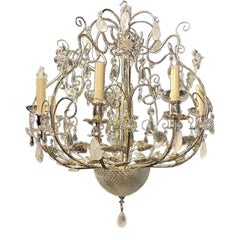 Vintage 1940’s French Crystal Bird Cage Chandelier