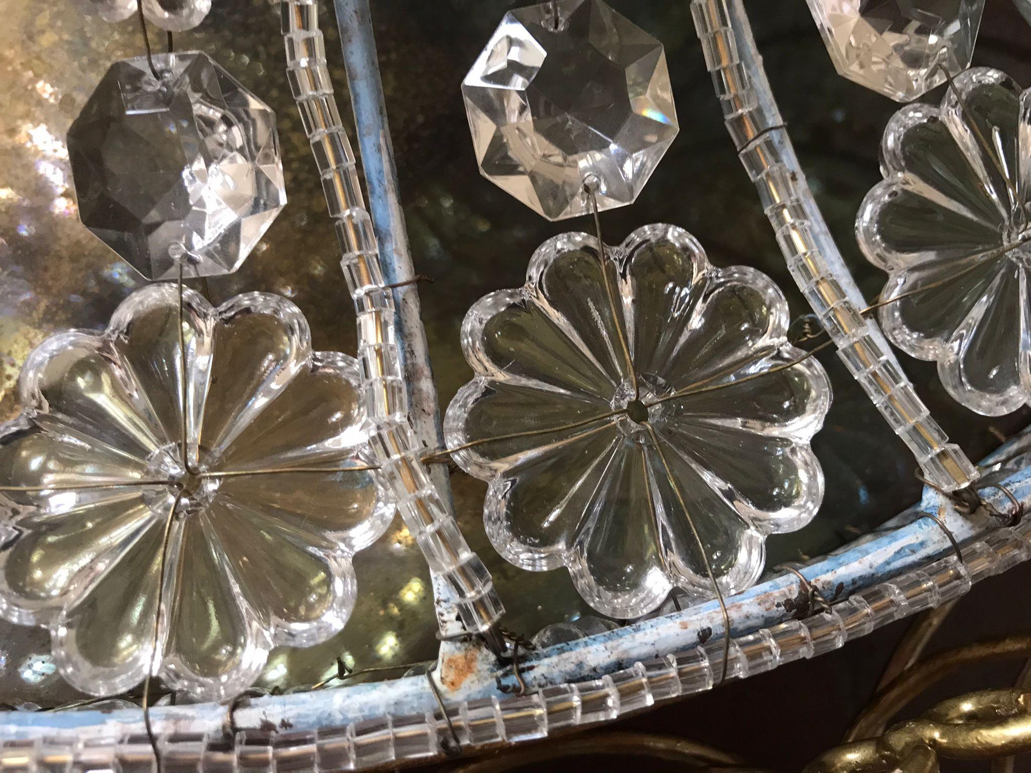 Gilt 1940s French Crystal Chandelier For Sale