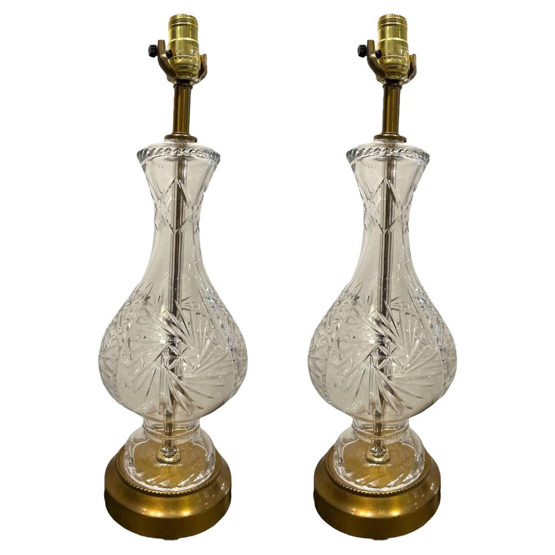 1940's French Crystal Table Lamps For Sale