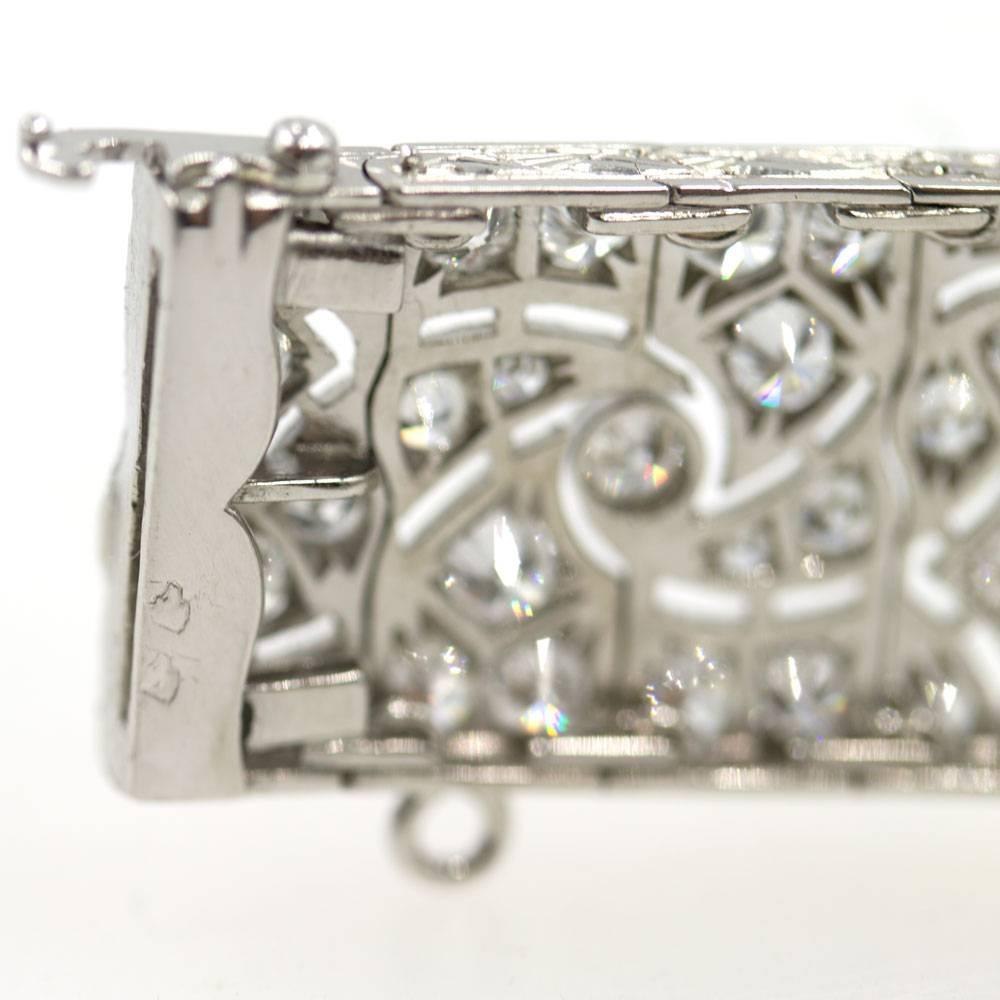 French Art Deco Diamond Platinum Bracelet In Good Condition In Boca Raton, FL