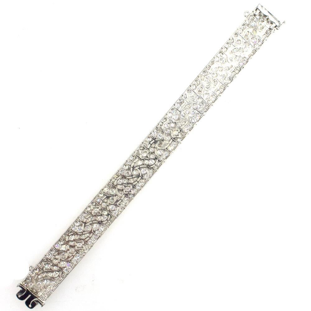 French Art Deco Diamond Platinum Bracelet 2