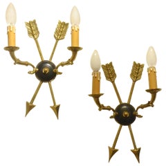 1940s French Design Art Deco Neoclassic Maison Jansen Wall Sconces Lamps
