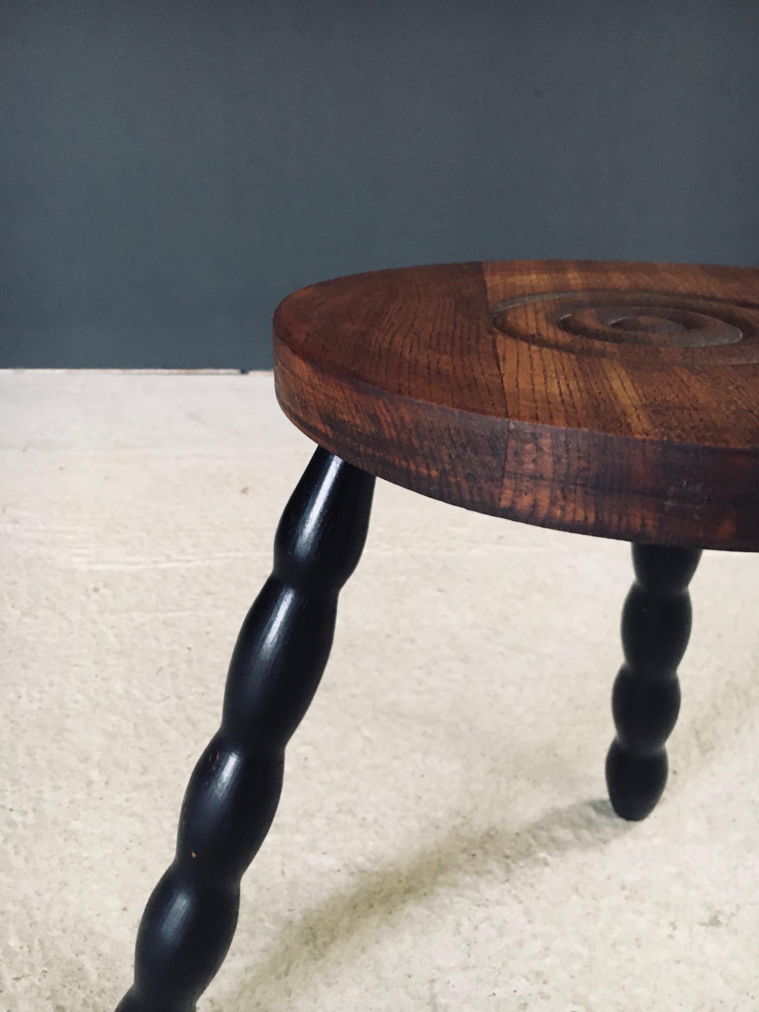 1940's French Design Bobbin Tripod Stool For Sale 5