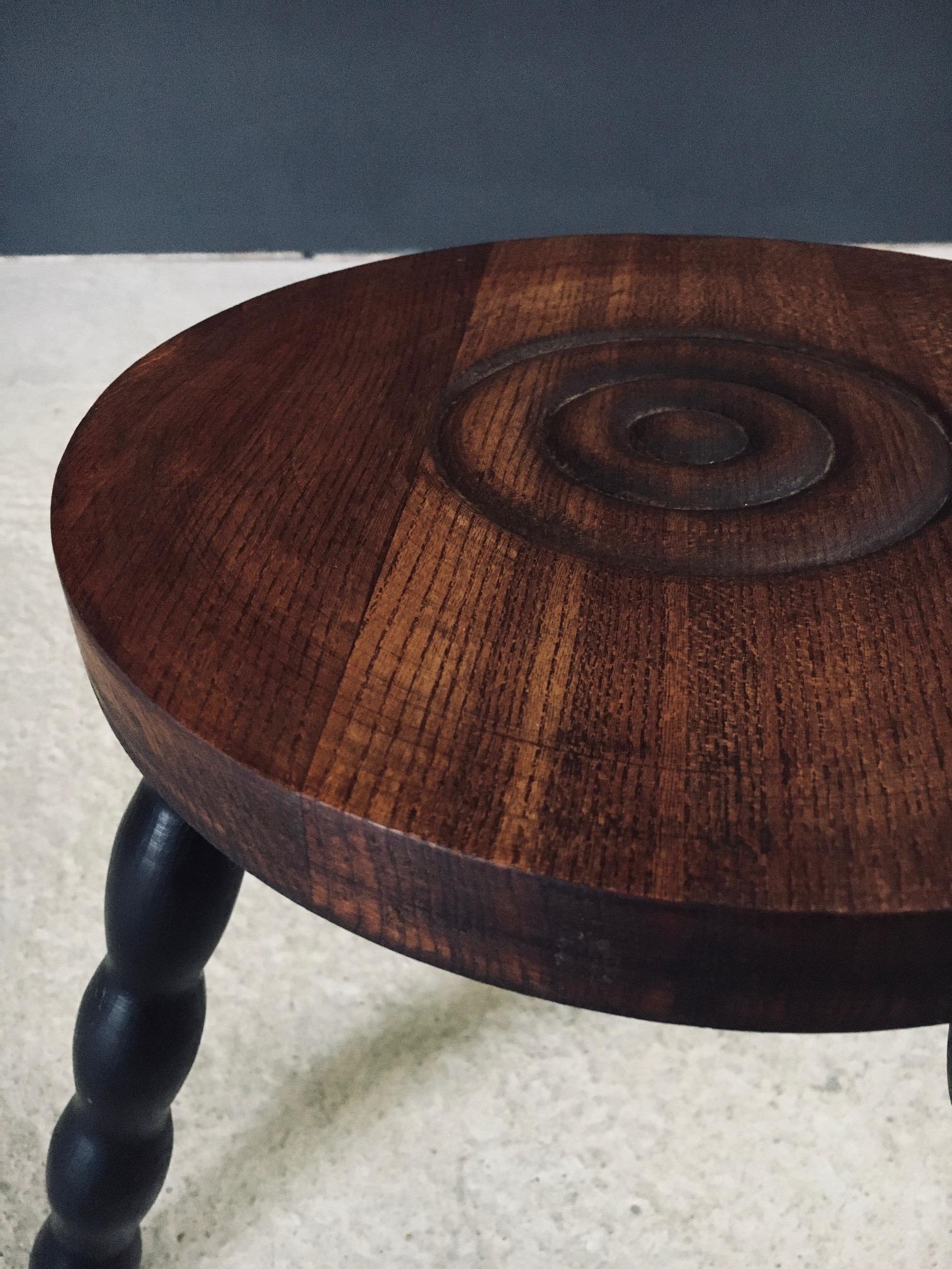 1940's French Design Bobbin Tripod Stool For Sale 9