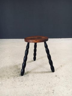 Tabouret tripode en bobine, design français des années 1940