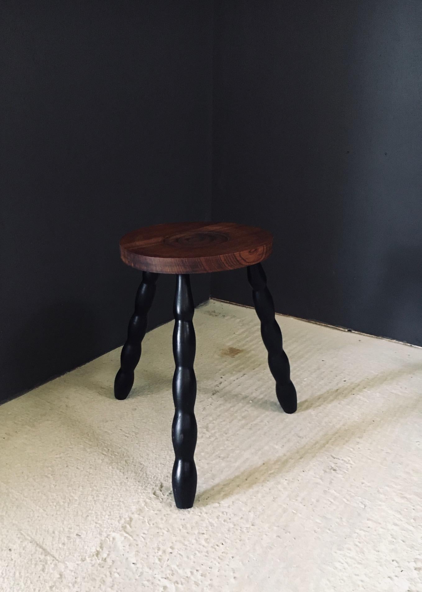Mid-20th Century 1940's French Design Bobbin Tripod Stool For Sale