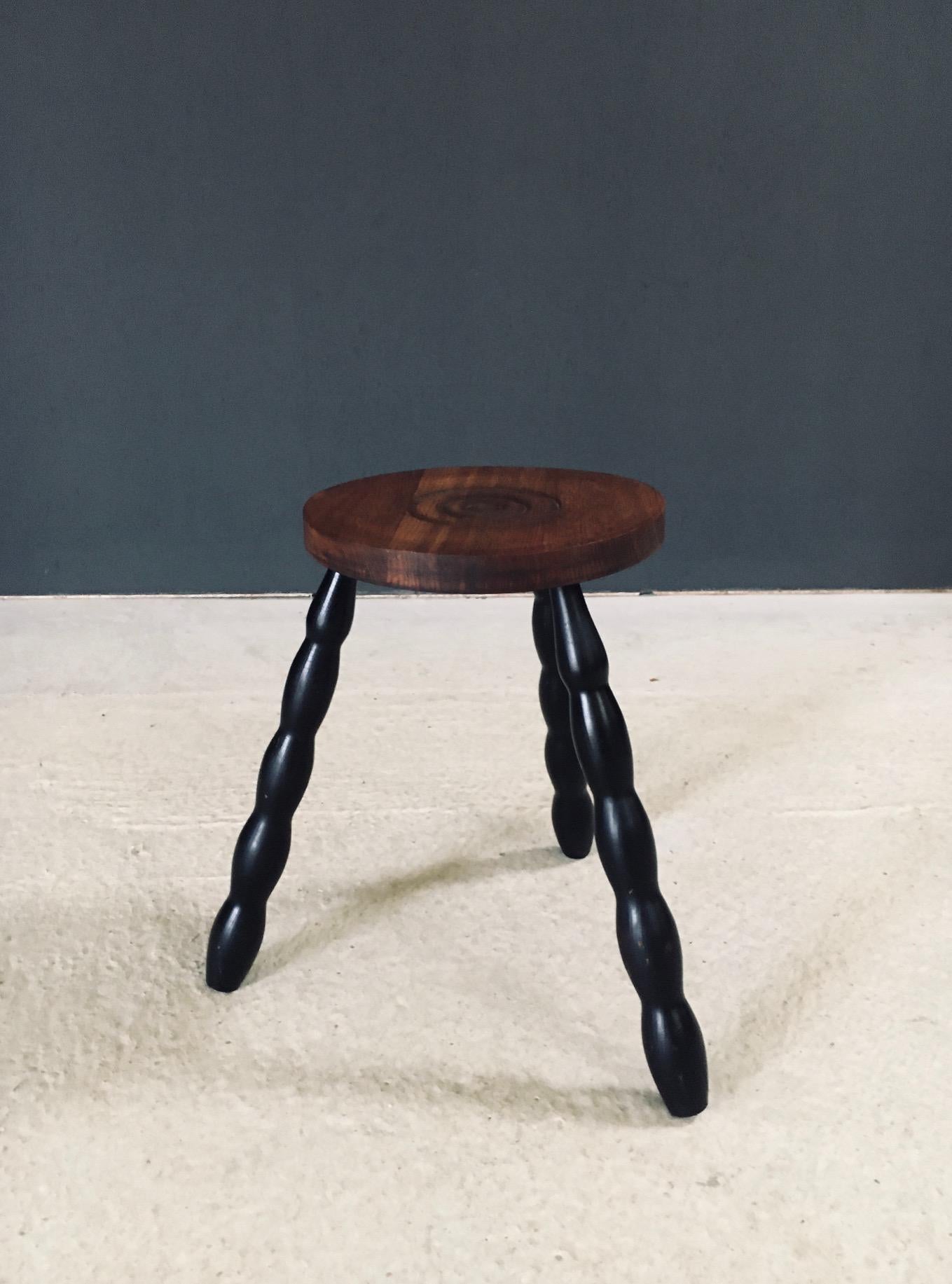 1940's French Design Bobbin Tripod Stool For Sale 1