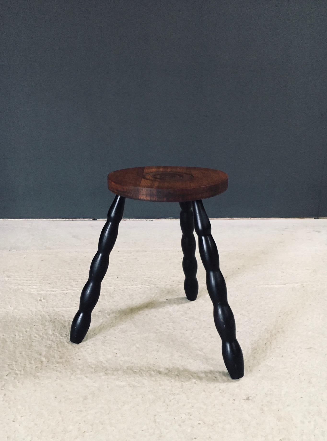 1940's French Design Bobbin Tripod Stool For Sale 2