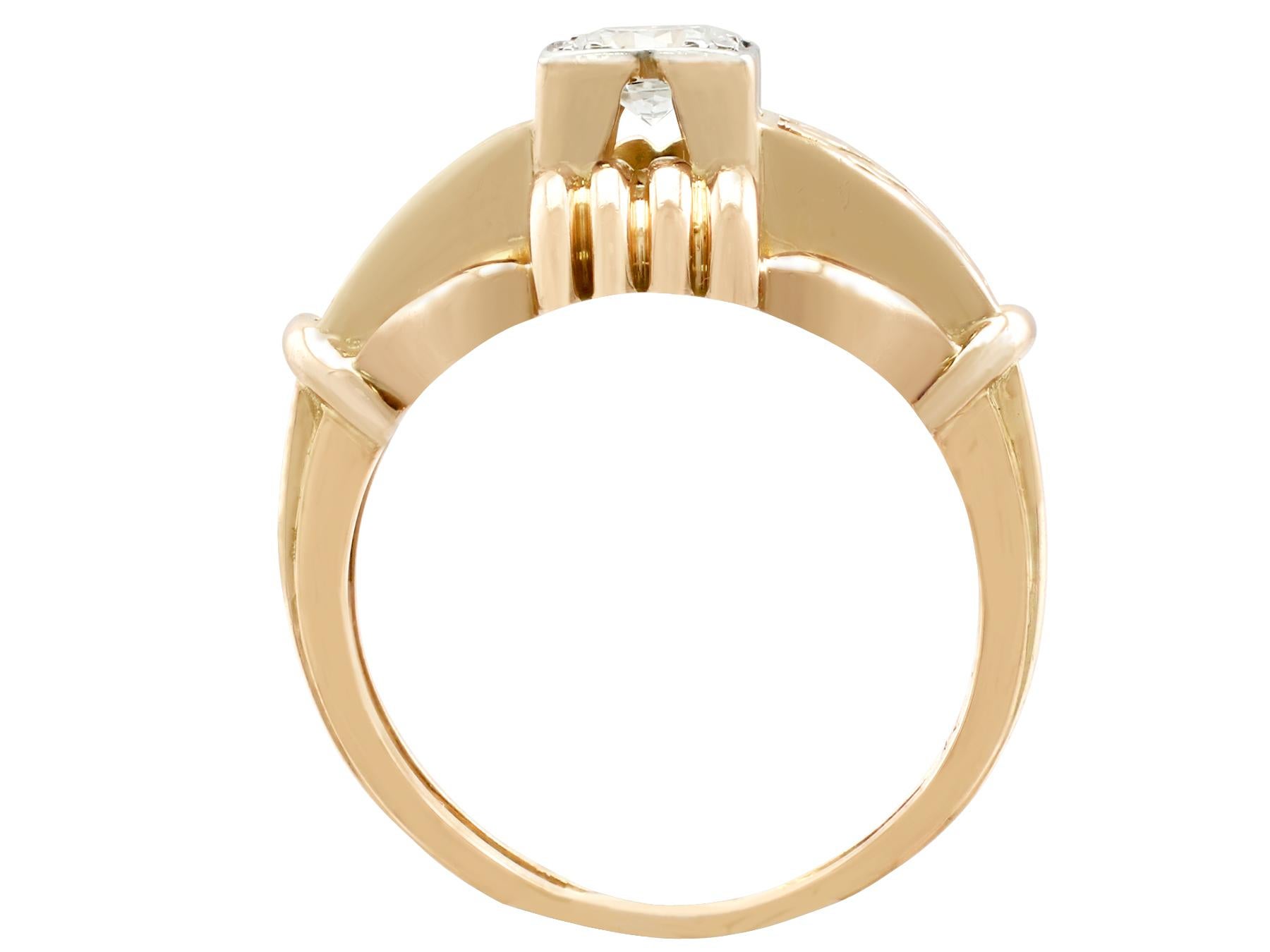 Women's 1940s French Diamond and Yellow Gold Cocktail Ring 