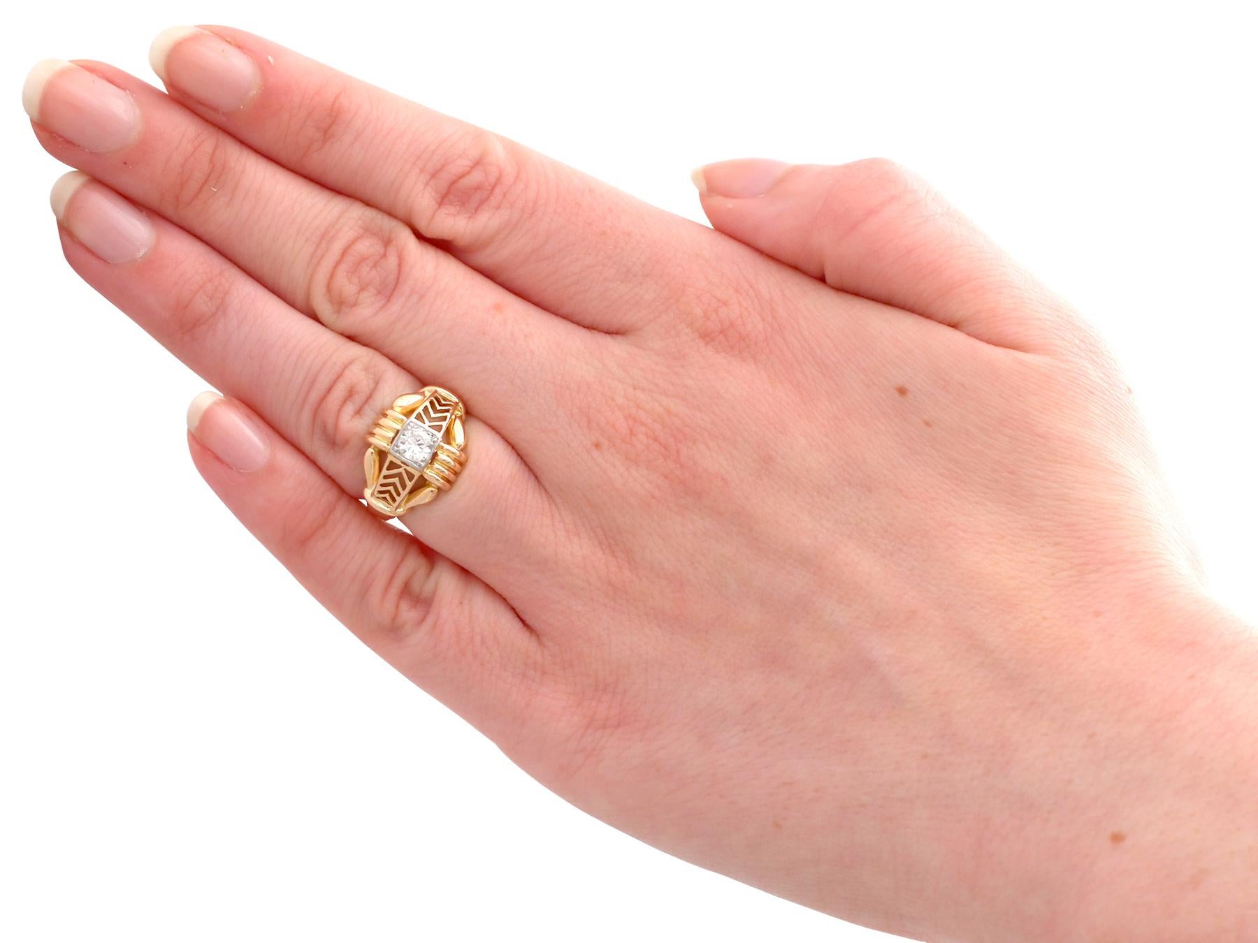 1940s French Diamond and Yellow Gold Cocktail Ring  2