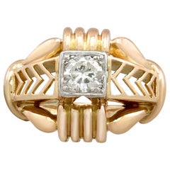 1940s French Diamond and Yellow Gold Cocktail Ring 