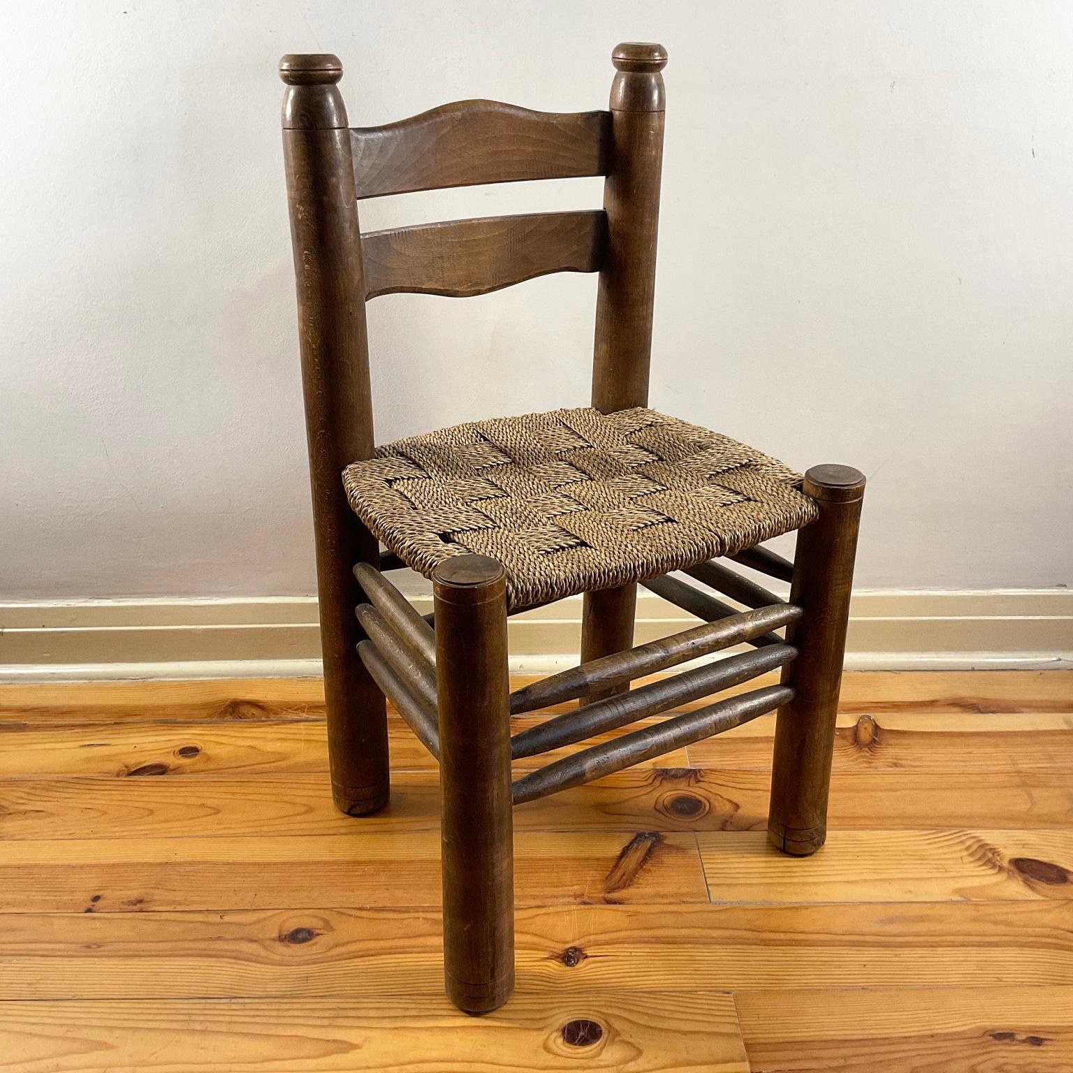 1940s French Dining Chair by Charles Dudouyt with Natural Rush Weave For Sale 4