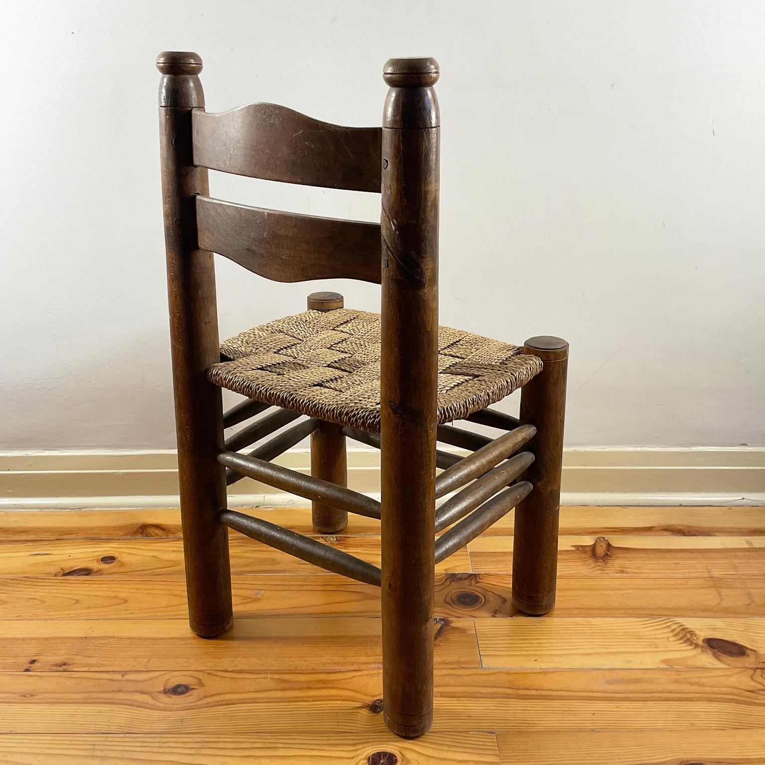 French Provincial 1940s French Dining Chair by Charles Dudouyt with Natural Rush Weave For Sale