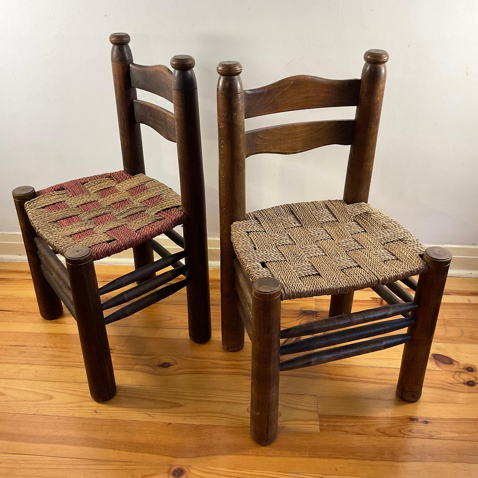 Straw 1940s French Dining Chair by Charles Dudouyt with Natural Rush Weave For Sale