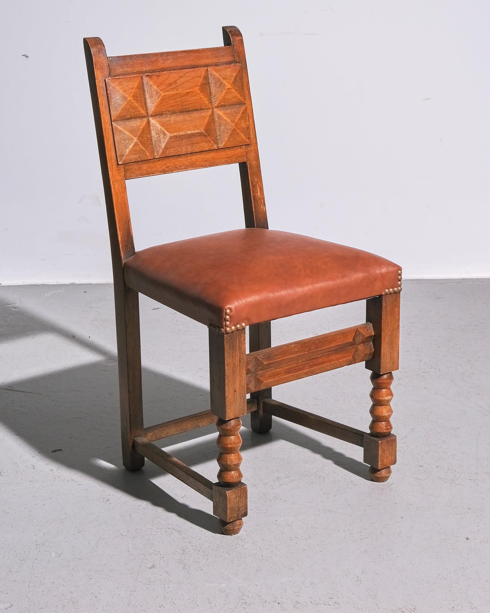 Leather 1940s French Dining Chair For Sale