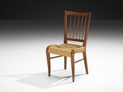 1940s French Dining Chair in Chestnut and Rush