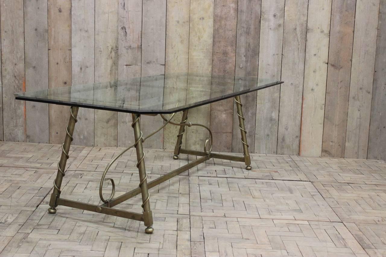 1940s French Dining Table in Brass For Sale 4