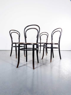 1940's French Ebonised Cane Hoop Back Dining Chairs - Set Of Four