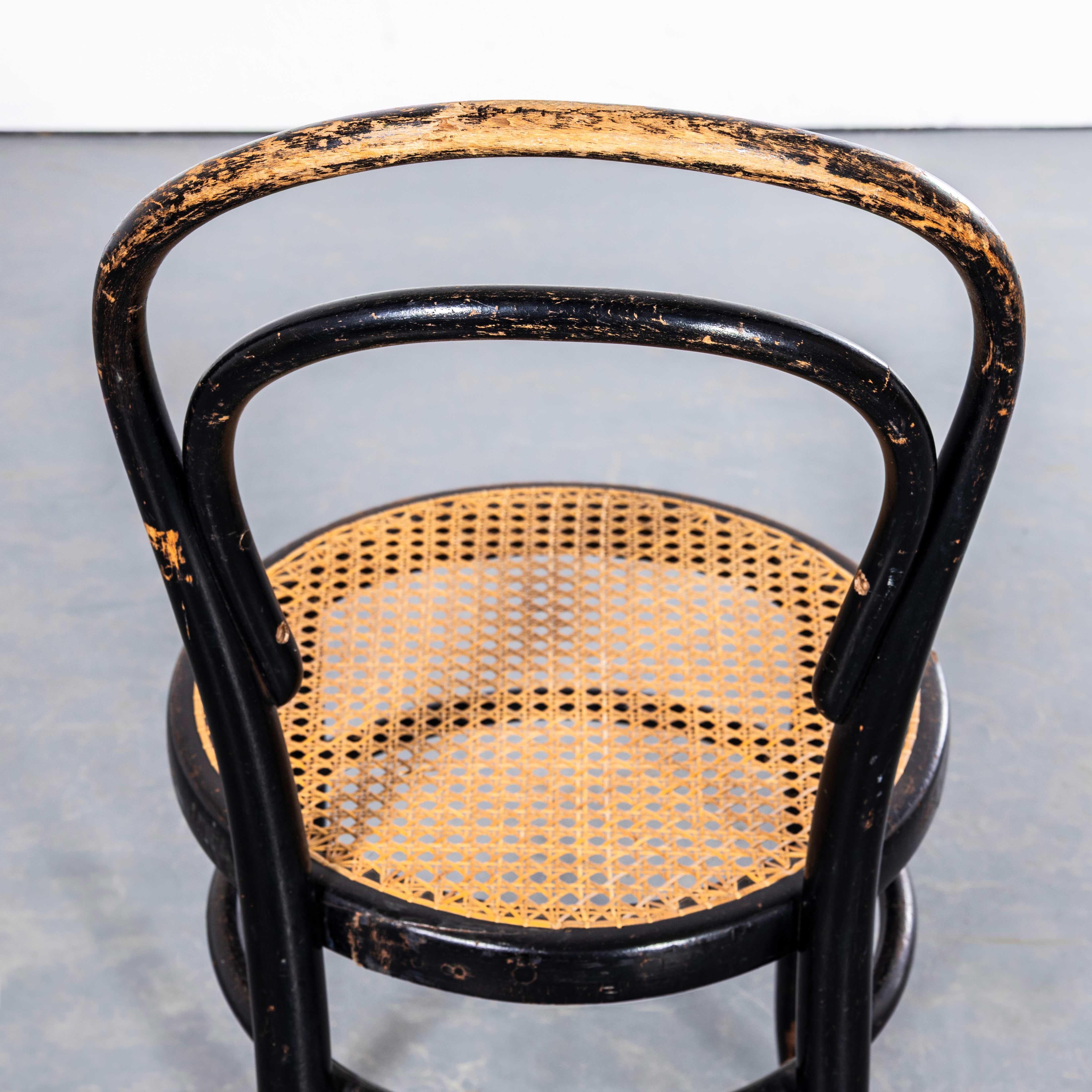 1940's Französisch Ebonised Cane Hoop Back Esszimmerstühle - Set von vier im Angebot 4