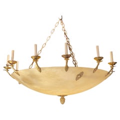 1940s French Empire Alabaster Chandelier