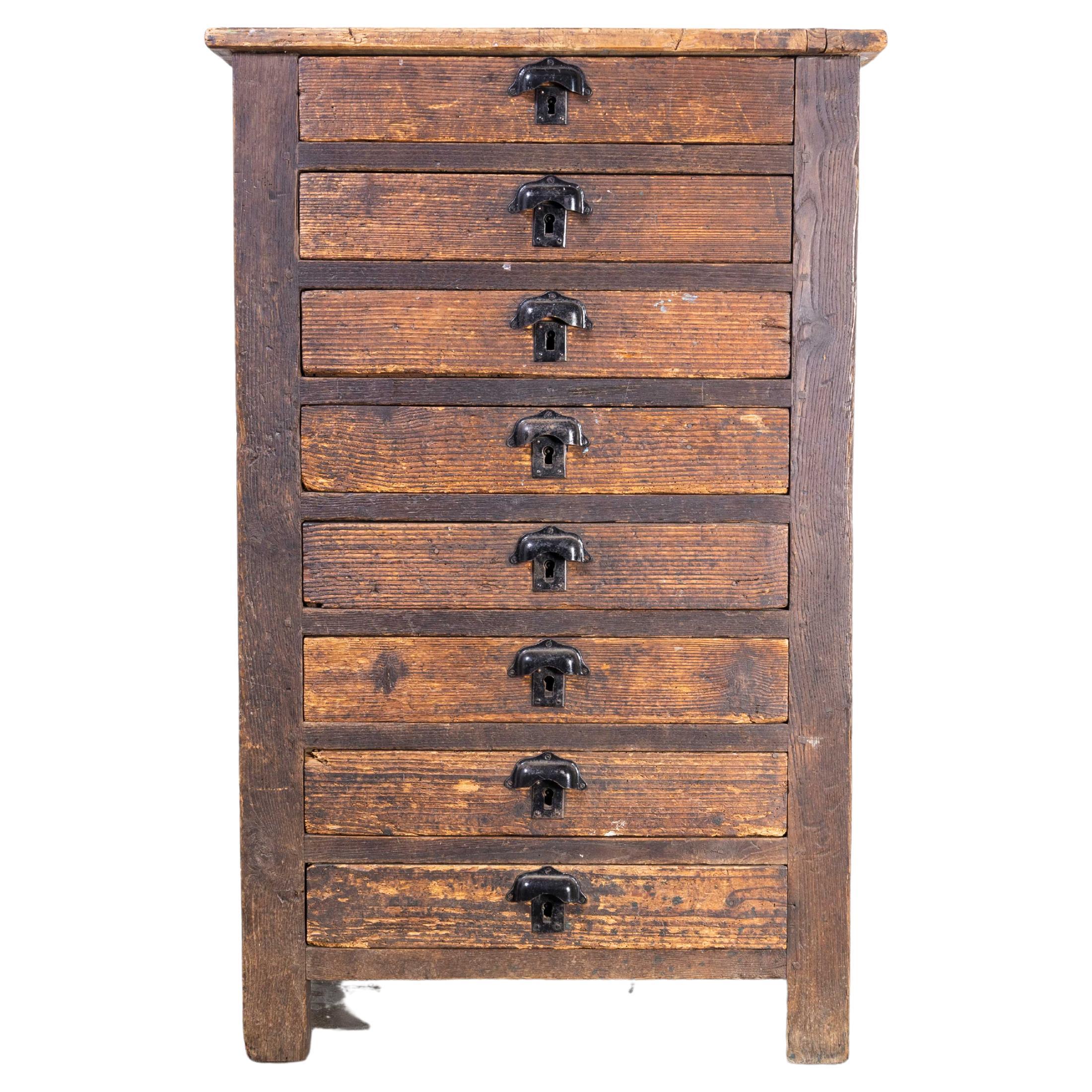 1940's French Estate Bank of Drawers, Eight Drawers For Sale